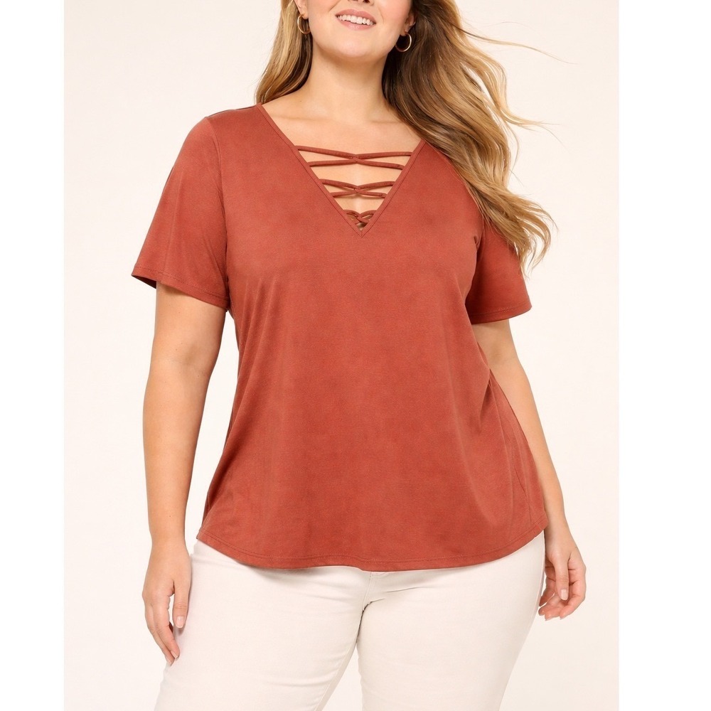 TORRID Red/Maroon V-Neck Blouse Shirt